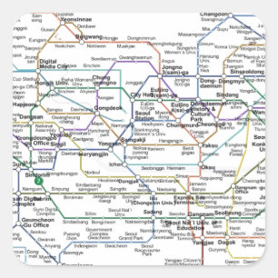 Seoul Subway Map Square Sticker