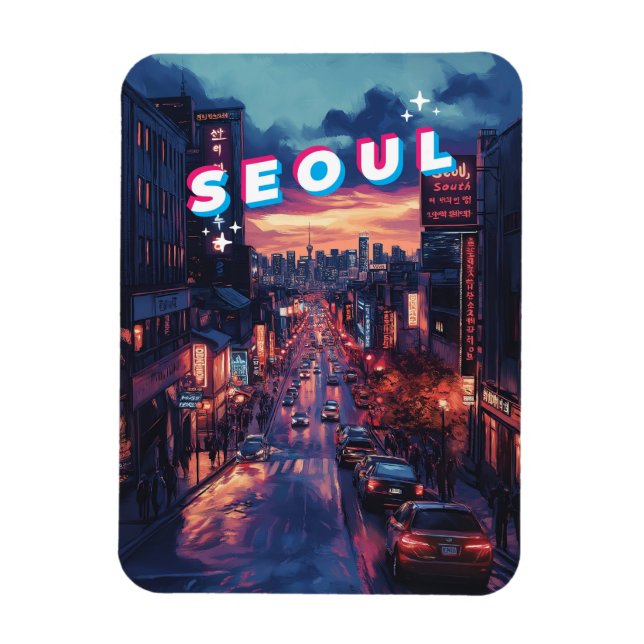 Seoul Sunset: A Vibrant Cityscape Travel Magnet (Vertical)