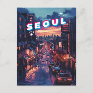 Seoul Sunset: A Vibrant Cityscape Travel Postcard