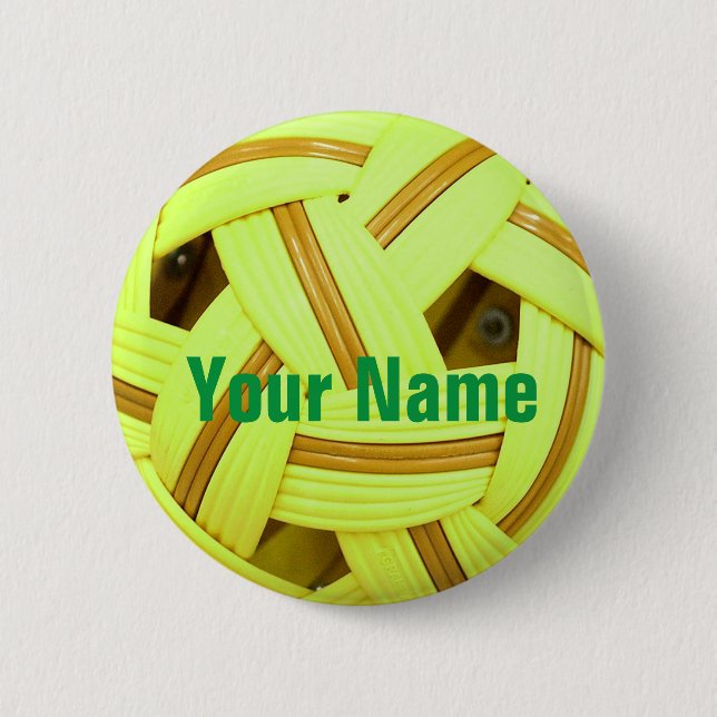 Sepak Takraw ball Yellow Sports 6 Cm Round Badge (Front)