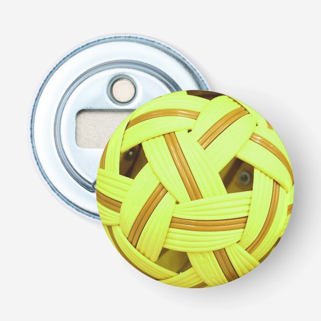 Sepak Takraw ball Yellow Sports Bottle Opener (Front)