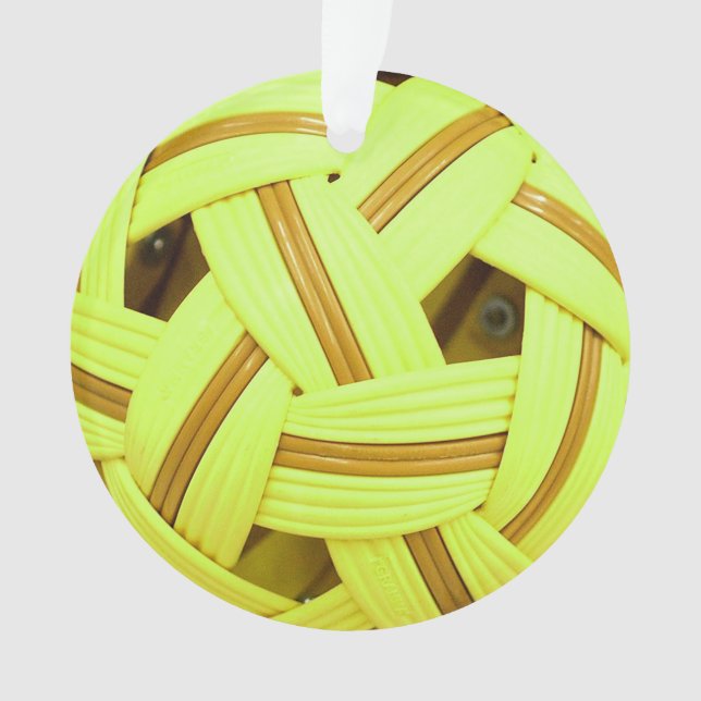 Sepak Takraw ball Yellow Sports Ornament (Front)
