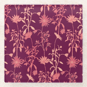 Separate Elements: Floral Vintage Glass Coaster