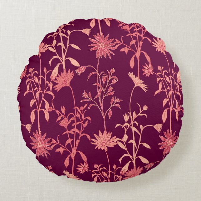 Separate Elements: Floral Vintage Round Cushion (Front)