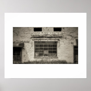 Sepia Abandoned Meat Market Poster Print