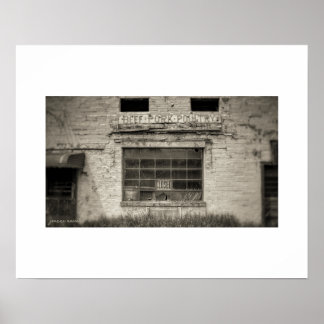 Sepia Abandoned Meat Market Poster Print