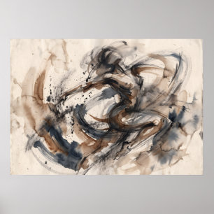 Sepia Abstract Horse Movement Poster
