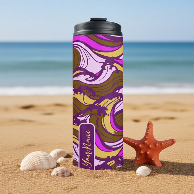 Sepia Abstract Pebble Bean Repeating Pattern Thermal Tumbler (Creator Uploaded)