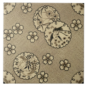 Sepia Aesthetic Japanese Style Antique c1880 repro Tile