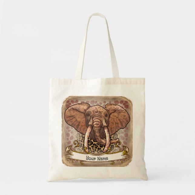 Sepia africa Tribal Elephant tote bag (Front)