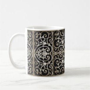 Sepia and black scrollwork pattern coffee mug