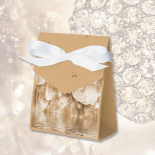 Sepia Angel Wing and Specks of Gold Favour Box