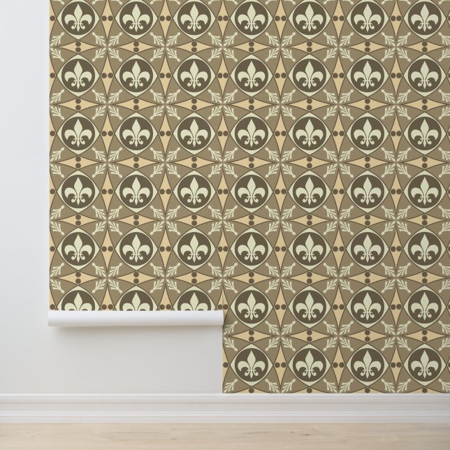 Sepia Art Nouveau French Fleur de Lis Wallpaper (Application)