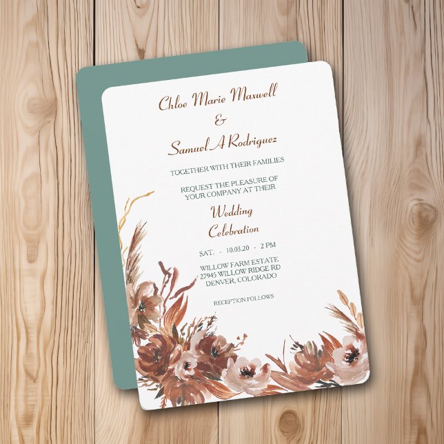 Sepia Autumn Floral Wedding Invitation (Creator Uploaded)