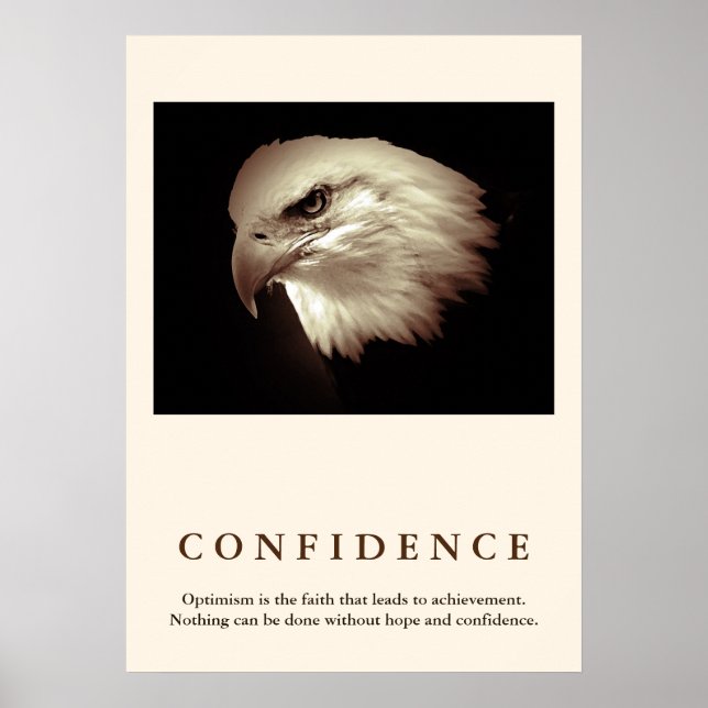Sepia Bald Eagle Motivational Confidence Quote Poster (Front)