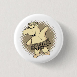 Sepia Ballerina Hippo With Tutu 3 Cm Round Badge