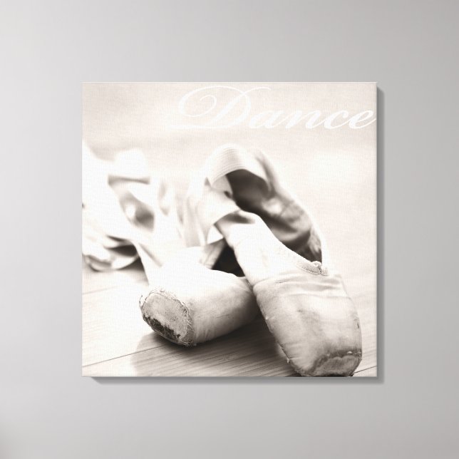 Sepia Ballet Slipper Pointe Shoes Dance Template Canvas Print (Front)