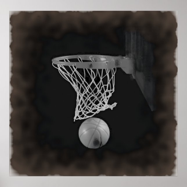Sepia Basketball Artwork Poster (Front)