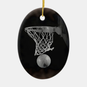 Sepia Basketball Ceramic Tree Decoration