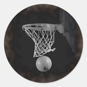 Sepia Basketball Classic Round Sticker