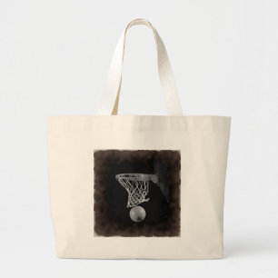 Sepia Basketball Large Tote Bag
