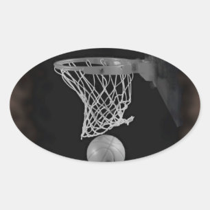Sepia Basketball Oval Sticker