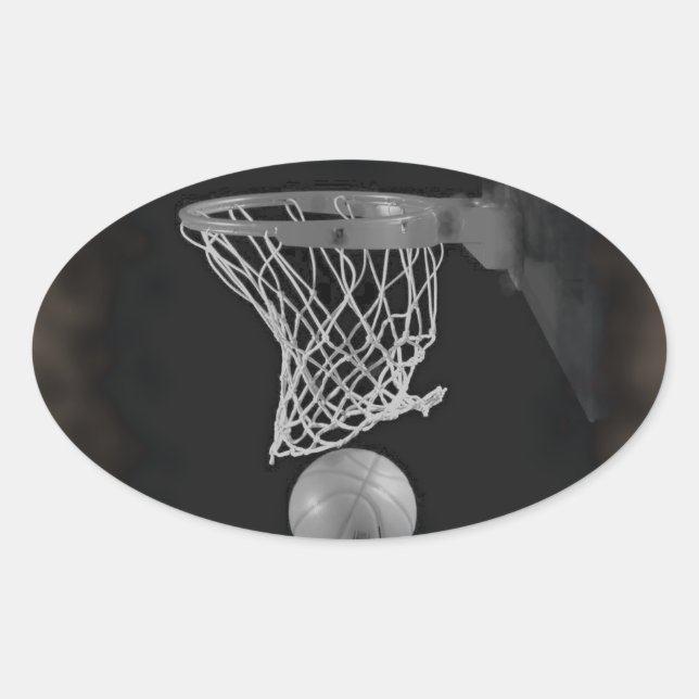 Sepia Basketball Oval Sticker (Front)