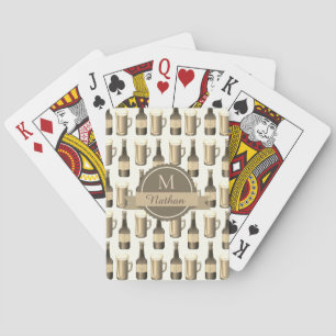 Sepia Beer Glasses and Bottles Personalised Playing Cards