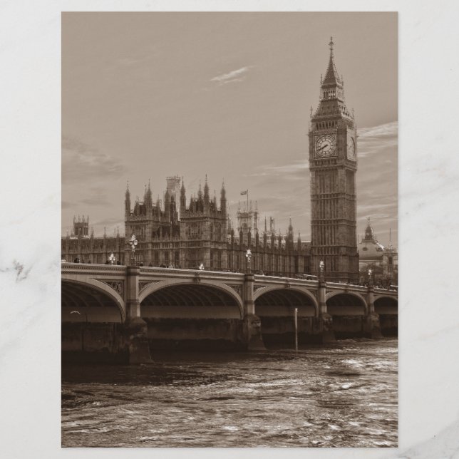 Sepia Big Ben Tower Palace of Westminster (Front)