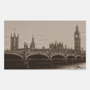 Sepia Big Ben Tower Palace of Westminster Rectangular Sticker