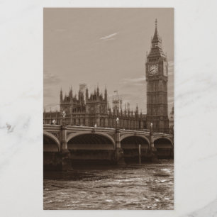 Sepia Big Ben Tower Palace of Westminster Stationery
