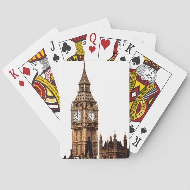 Sepia Big Ben Tower Playing Cards (Back)