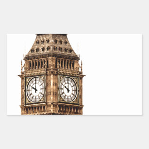 Sepia Big Ben Tower Rectangular Sticker