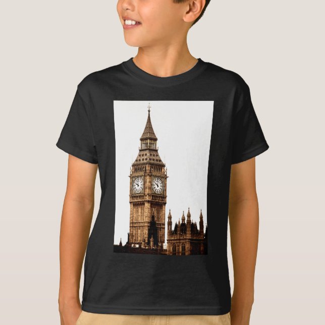 Sepia Big Ben Tower T-Shirt (Front)