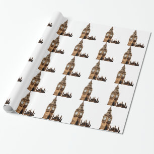 Sepia Big Ben Tower Wrapping Paper