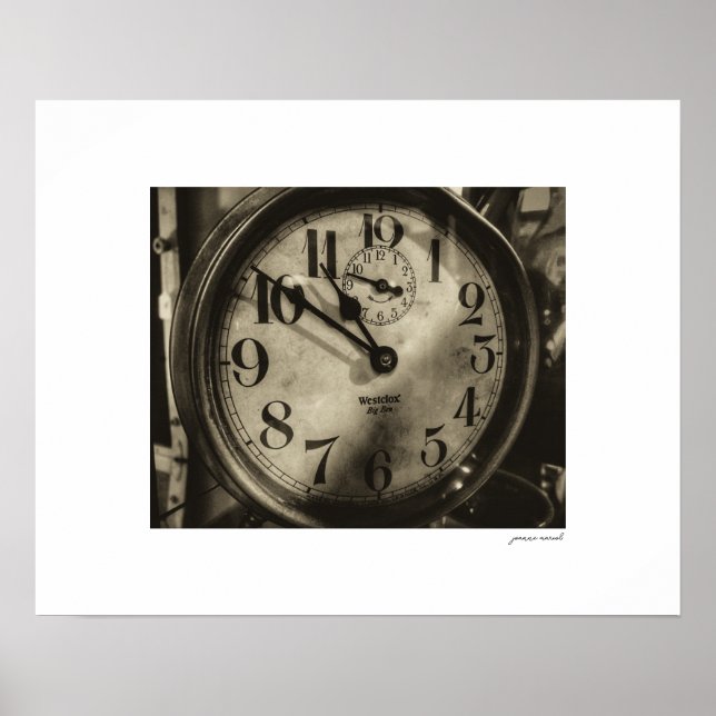 Sepia Big Ben Vintage Clock Poster Print (Front)