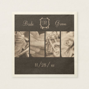 Sepia Biker Wedding Photos Custom Paper Napkins