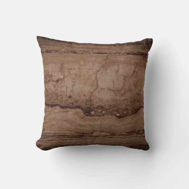 Sepia black brown tan Granite rock stone Cushion (Front)