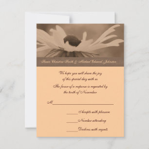Sepia Black Eyed Susan Flower Wedding  RSVP Card