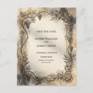 Sepia Botanical Frame Save The Date Postcard