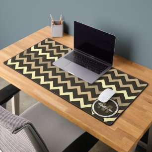 Sepia brown Chevron Cool retro pattern Monogram Desk Mat
