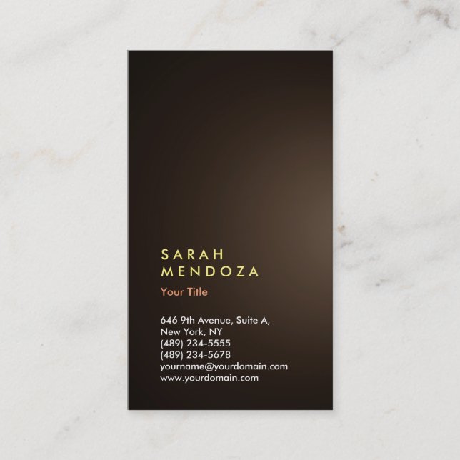 Sepia Brown Colour Vertical Modern Professional Business Card (Front)
