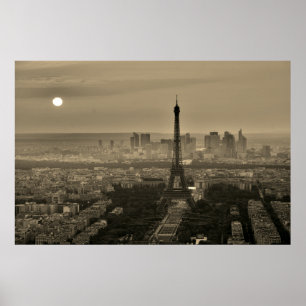 Sepia Brown Eiffel Tower Paris Europe Travel Poster