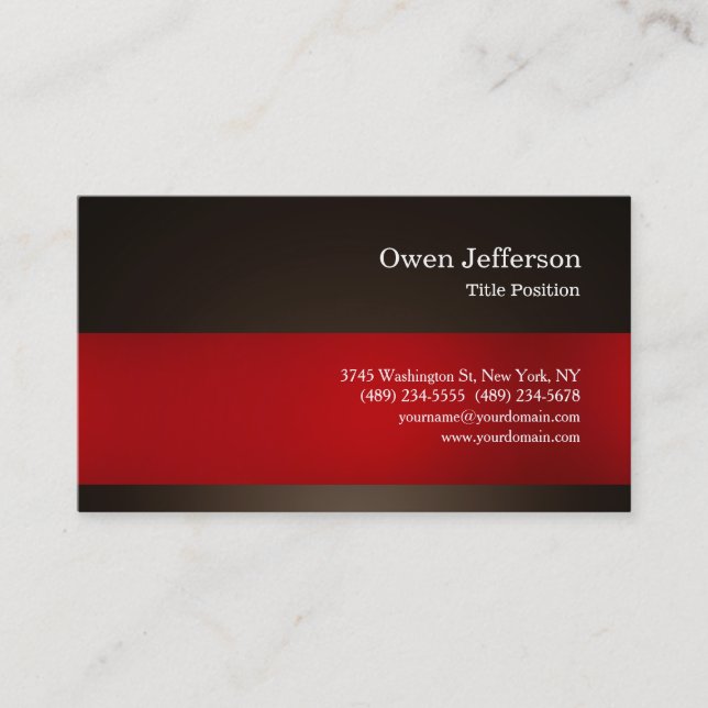 Sepia Brown Red Professional Simple Modern Plain Business Card (Front)
