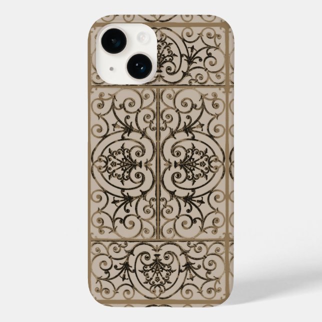 Sepia brown scrollwork pattern Case-Mate iPhone case (Back)