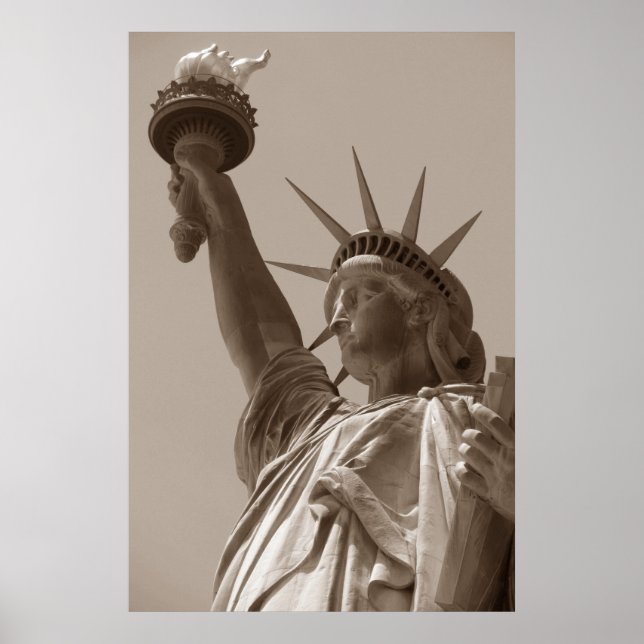 Sepia Brown Statue of Liberty New York City Poster (Front)