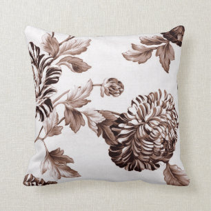 Sepia Brown Vintage Floral Toile No.2 Cushion