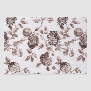 Sepia Brown Vintage Floral Toile No.2 Tissue Paper