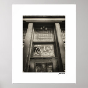 Sepia Cadillac Apartments Poster Print
