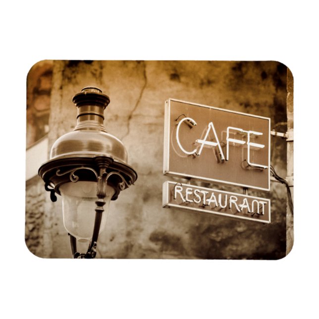 Sepia cafe sign, Paris, France Magnet (Horizontal)